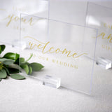 Set of 3 Clear Acrylic Wedding Sign Set