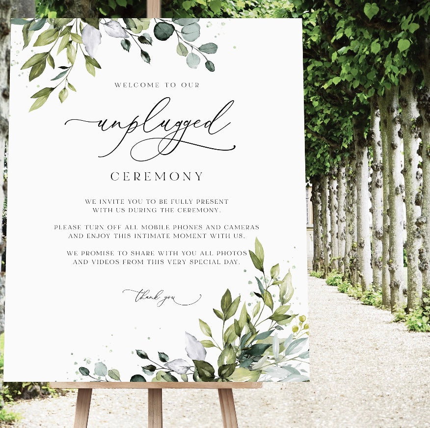 Unplugged Ceremony Watercolour Sign + Floor Easel