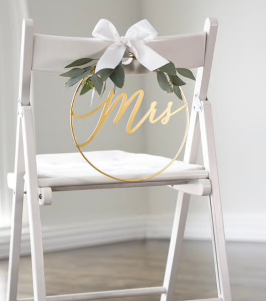 Gold Mr. & Mrs. Chair Signs Set