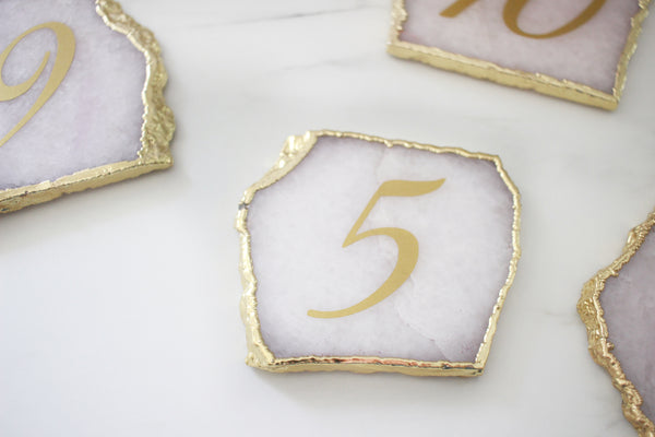 Gold + White Agate Table Numbers