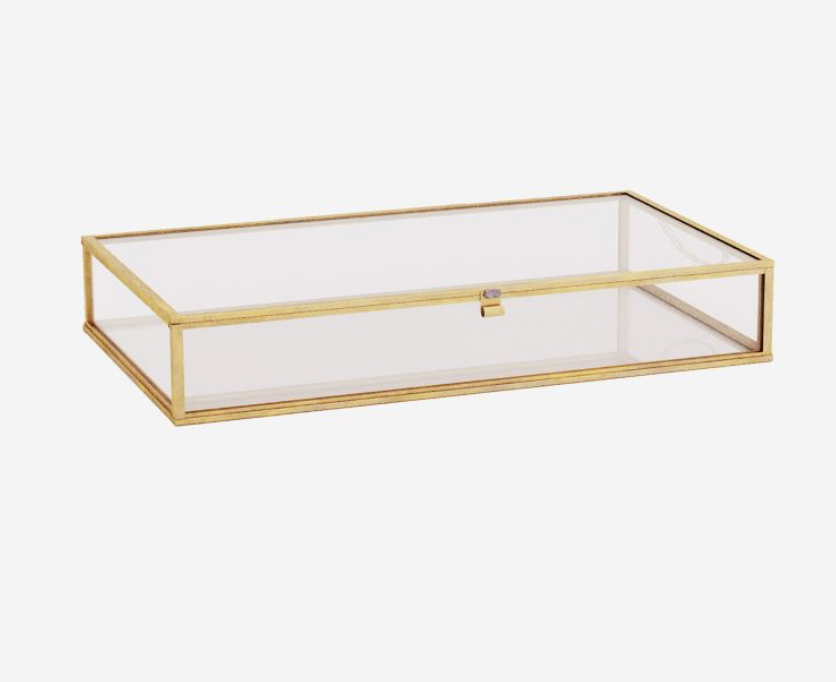 Gold Frame Glass Card Box (Medium) – Topknot Style Decor